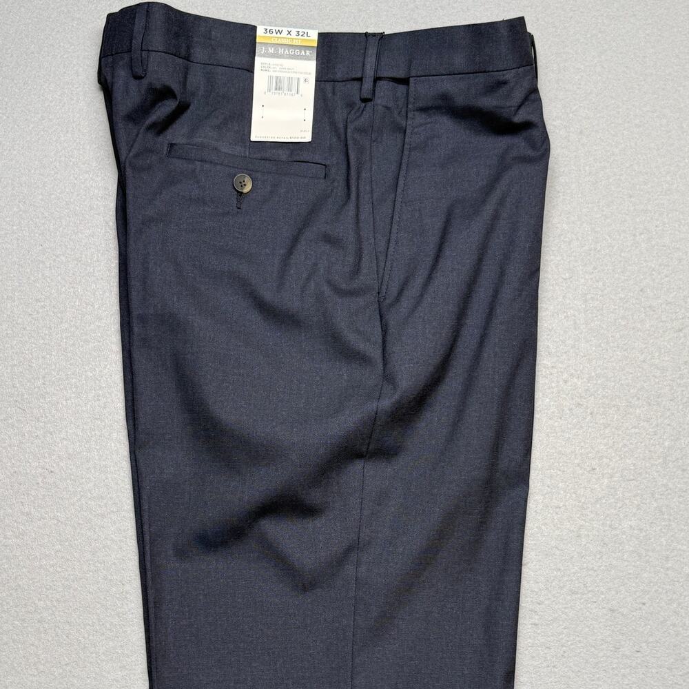 Haggar Men's Classic Fit Premium Stretch Suit Pants Navy 36x32 $100
